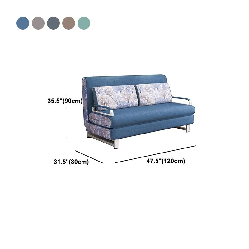 Divano letto moderno misto cotone Divano trasformabile con braccioli quadrati Clearhalo