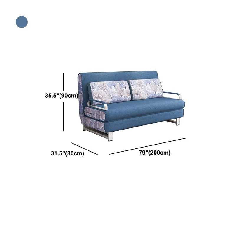 Divano letto moderno misto cotone Divano trasformabile con braccioli quadrati Clearhalo