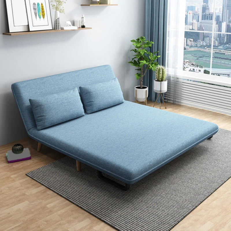 Divano letto moderno misto cotone e ecopelle con bracciolo incassato Clearhalo
