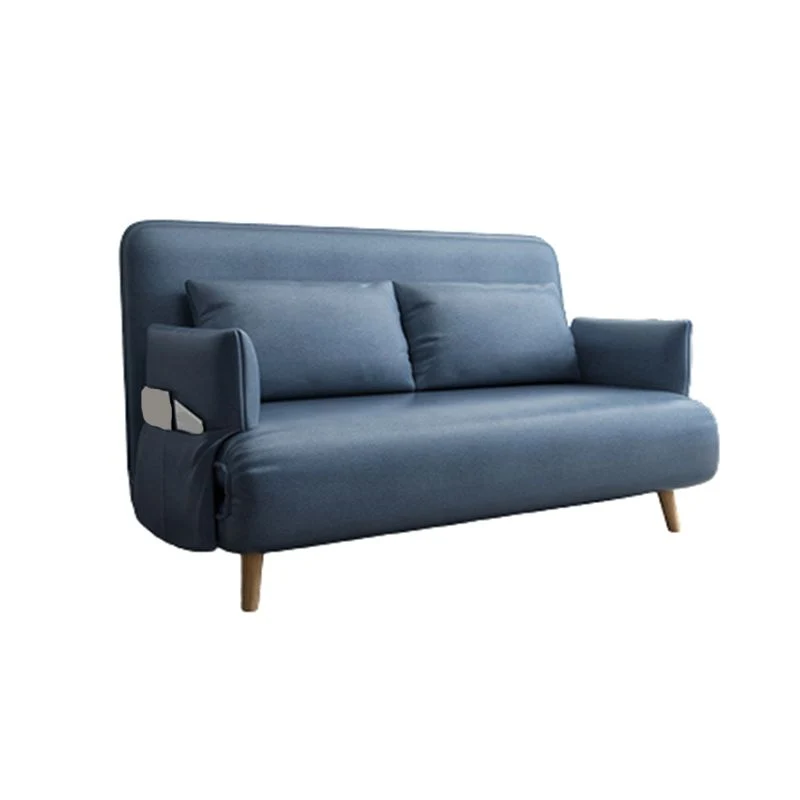 Divano letto moderno misto cotone e ecopelle con bracciolo incassato Clearhalo