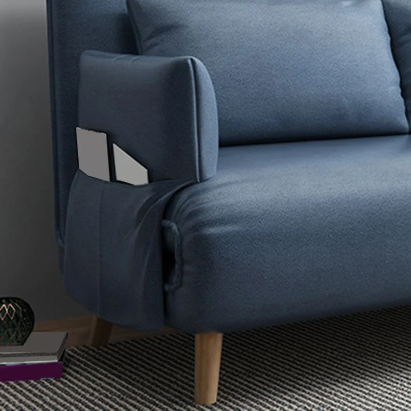 Divano letto moderno misto cotone e ecopelle con bracciolo incassato Clearhalo