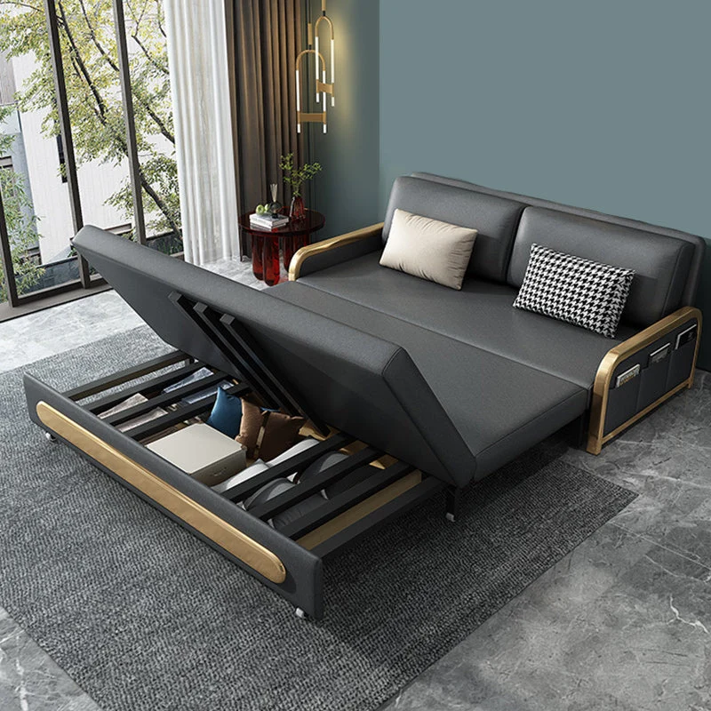 Divano letto moderno senza braccioli ecopelle antimacchia grigio Clearhalo