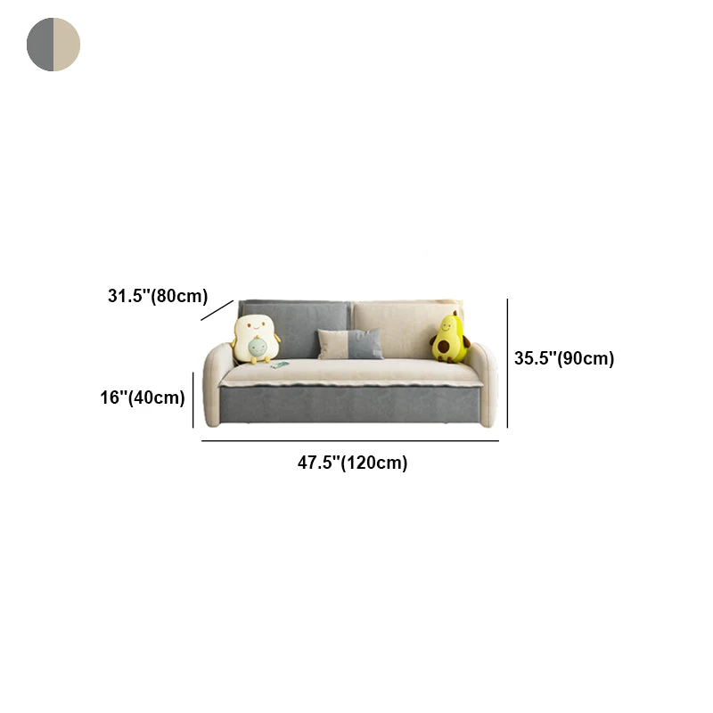Divano letto moderno velluto con braccioli quadrati e 2 cuscini Clearhalo