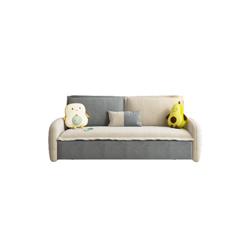 Divano letto moderno velluto con braccioli quadrati e 2 cuscini Clearhalo