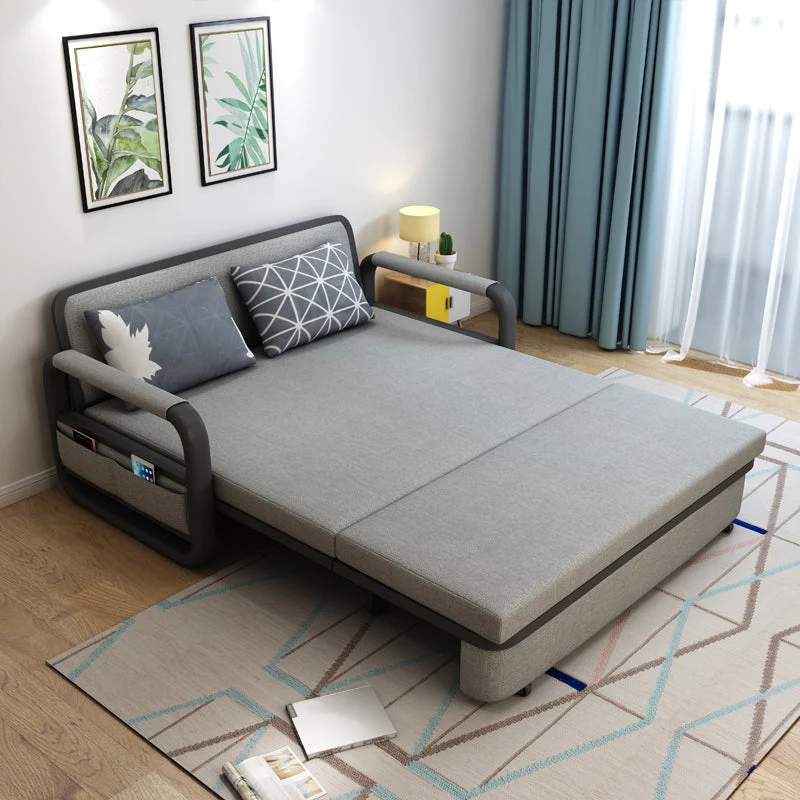 Divano letto pieghevole moderno lino da 33,46 pollici con braccioli quadrati Clearhalo
