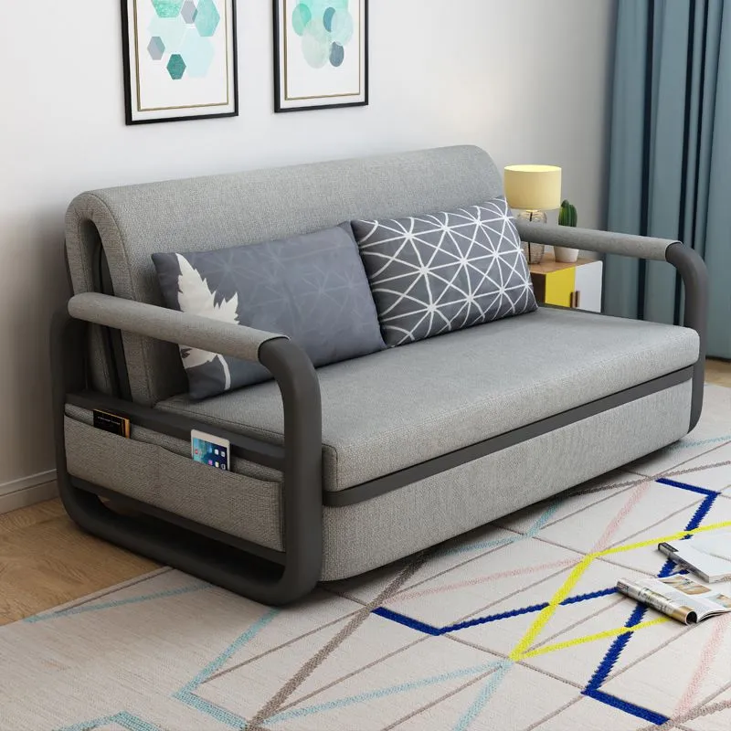 Divano letto pieghevole moderno lino da 33,46 pollici con braccioli quadrati Clearhalo