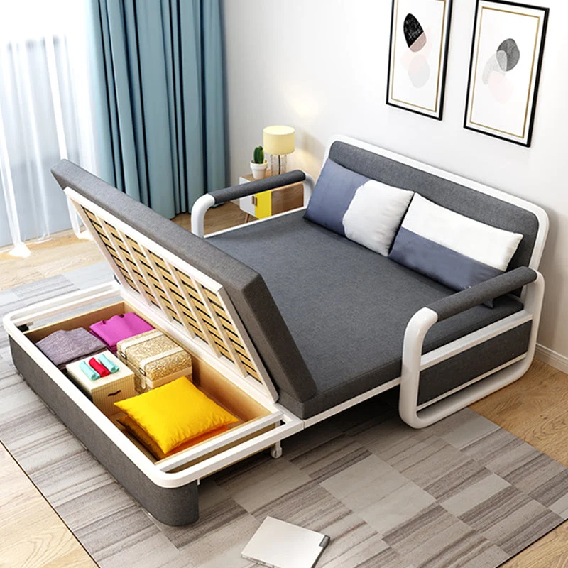 Divano letto pieghevole moderno lino da 33,46 pollici con braccioli quadrati Clearhalo