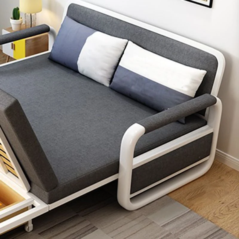 Divano letto pieghevole moderno lino da 33,46 pollici con braccioli quadrati Clearhalo