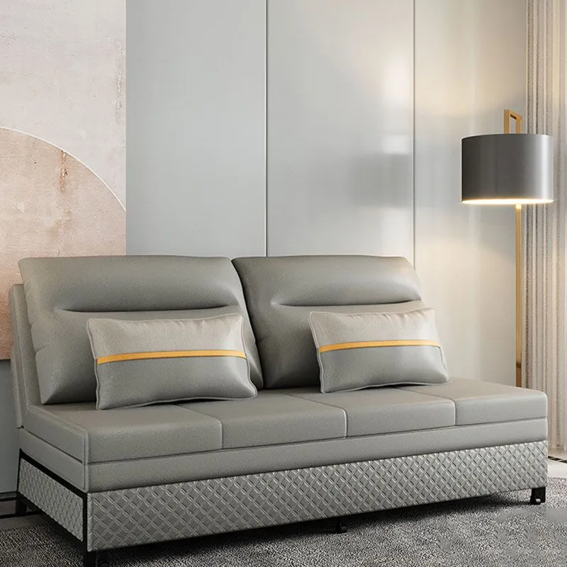 Divano letto regolabile Divano con schienale cucito ecopelle grigio Clearhalo