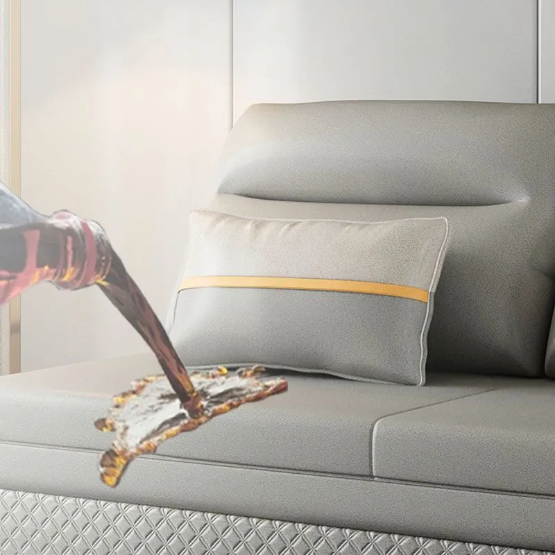 Divano letto regolabile Divano con schienale cucito ecopelle grigio Clearhalo
