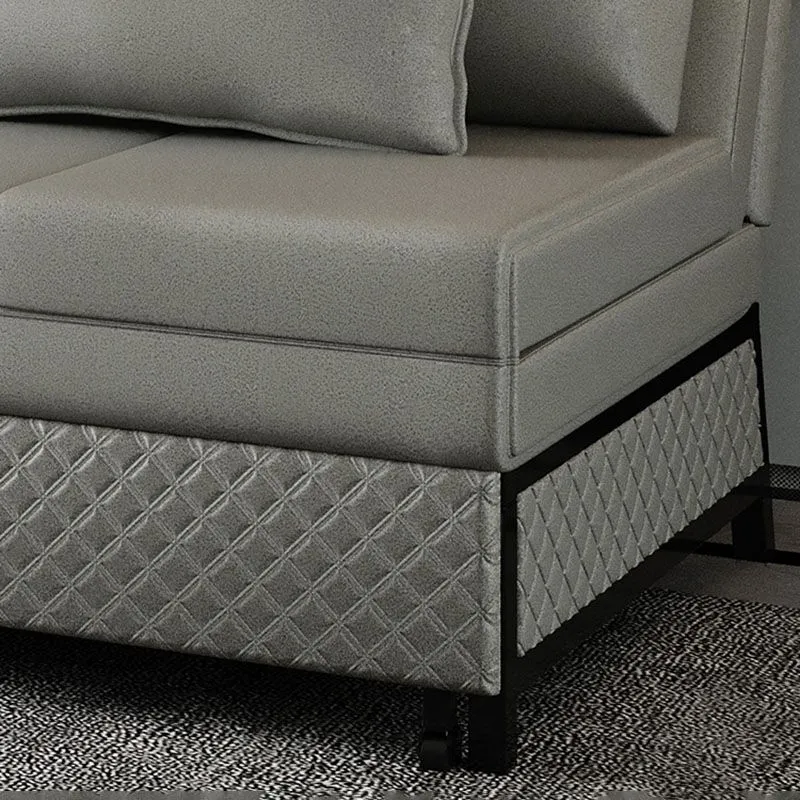 Divano letto regolabile Divano con schienale cucito ecopelle grigio Clearhalo