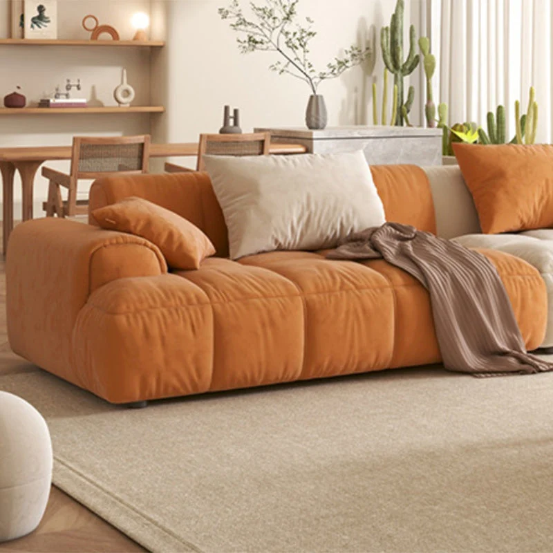 Divano letto stile moderno con bracciolo incorporato, cuscino posteriore, materiale flanella Clearhalo