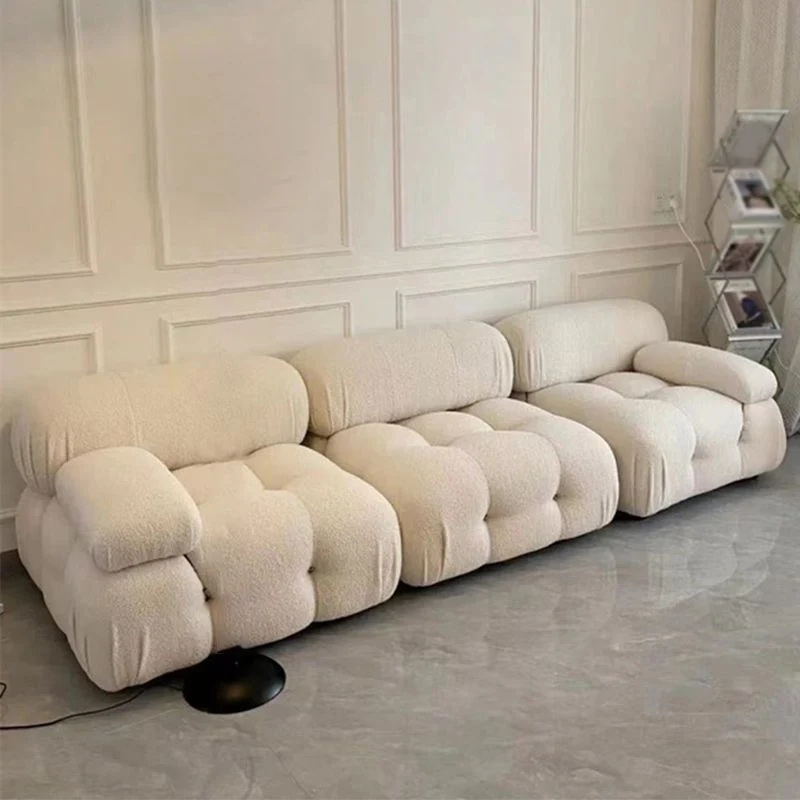 Divano letto stile moderno velluto di agnello con schienale basso Grigio/bianco/arancione/blu Clearhalo