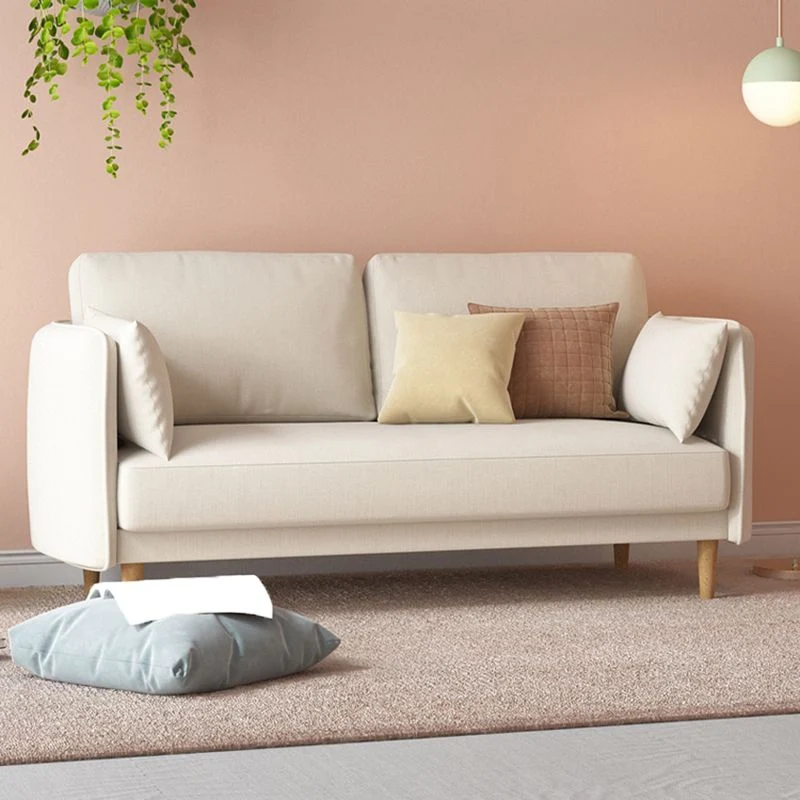 Divano lino con braccioli quadrati standard contemporaneo per soggiorno, appartamento Clearhalo