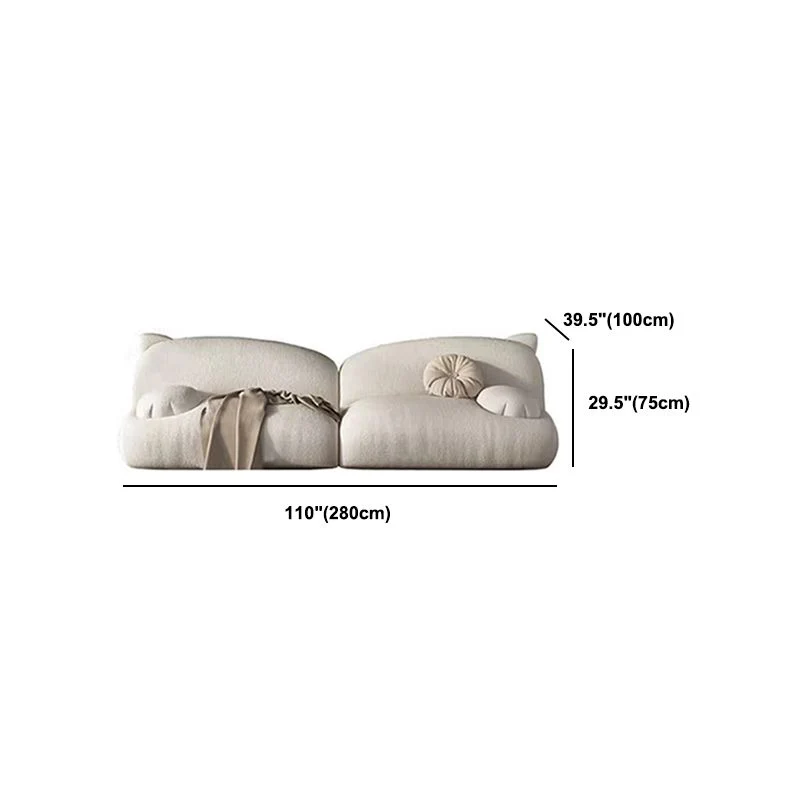 Divano modernista lana forma di gatto con braccioli con bracciolo superiore color crema - 39,37 "D Clearhalo