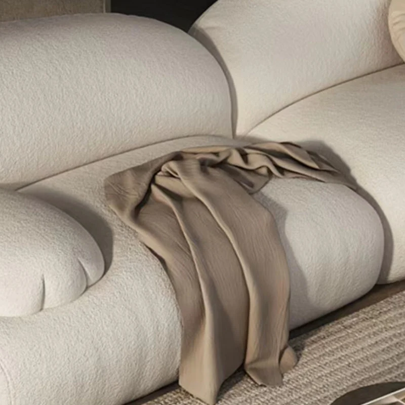 Divano modernista lana forma di gatto con braccioli con bracciolo superiore color crema - 39,37 "D Clearhalo