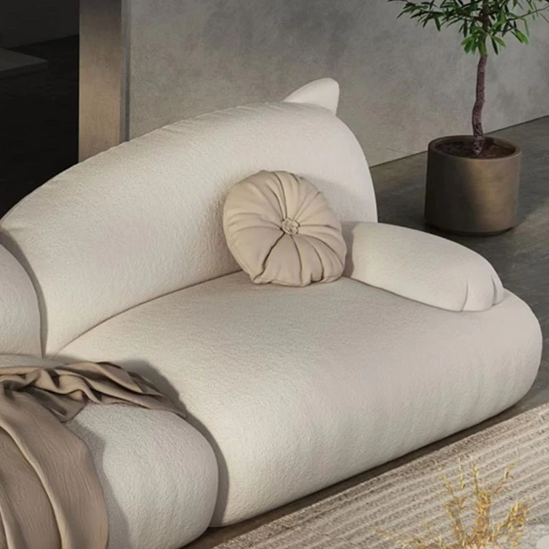 Divano modernista lana forma di gatto con braccioli con bracciolo superiore color crema - 39,37 "D Clearhalo
