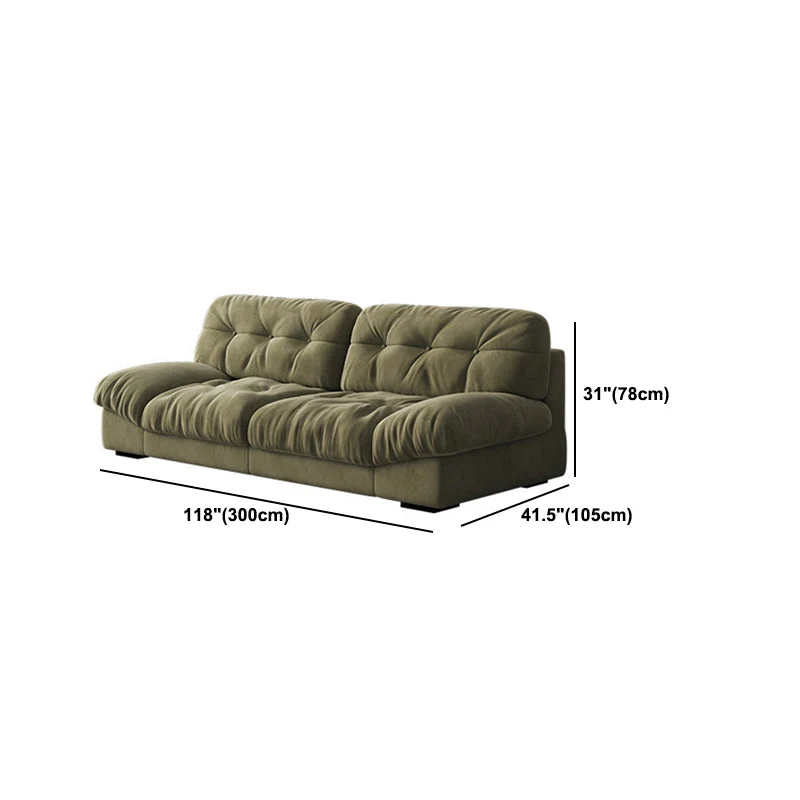 Divano modernista pelle scamosciata 3/4 posti Divano senza braccioli alto 30,7 pollici verde Clearhalo