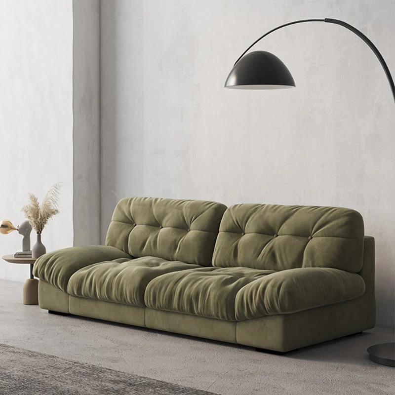 Divano modernista pelle scamosciata 3/4 posti Divano senza braccioli alto 30,7 pollici verde Clearhalo