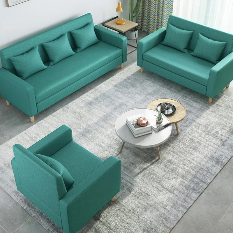 Divano moderno da 28,35" lino con braccioli quadrati e divano rivestito con schienale stretto Clearhalo