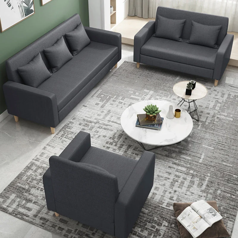 Divano moderno da 28,35" lino con braccioli quadrati e divano rivestito con schienale stretto Clearhalo