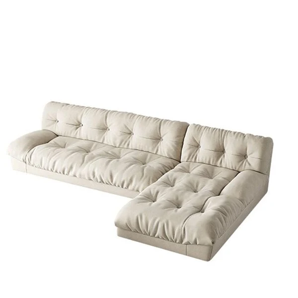 Divano moderno capitonné bianco e chaise longue Divano senza braccioli velluto da 29,92 pollici Clearhalo