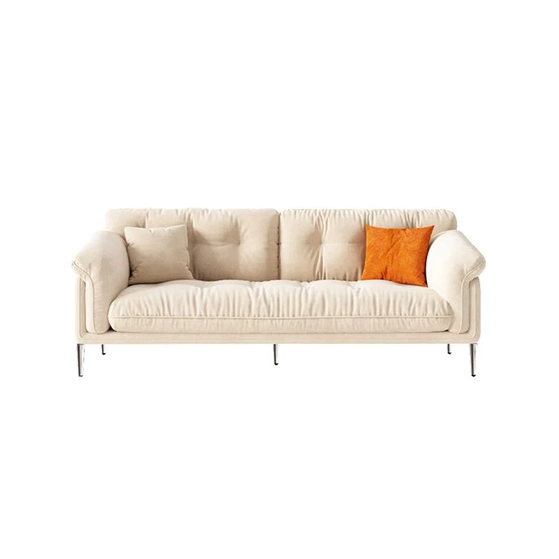 Divano moderno capitonné con braccioli svasati standard beige/verde Clearhalo