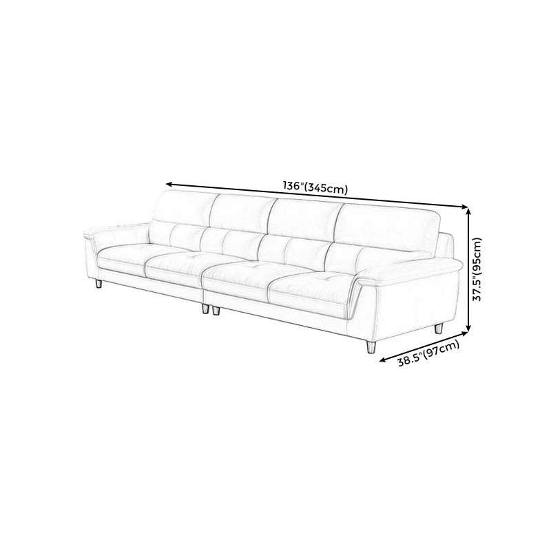 Divano moderno color crema con schienale alto e chaise longue componibile pelle con braccioli superiori Clearhalo