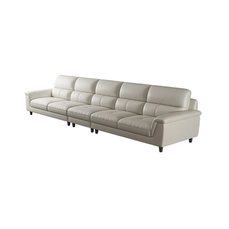 Divano moderno color crema con schienale alto e chaise longue componibile pelle con braccioli superiori Clearhalo