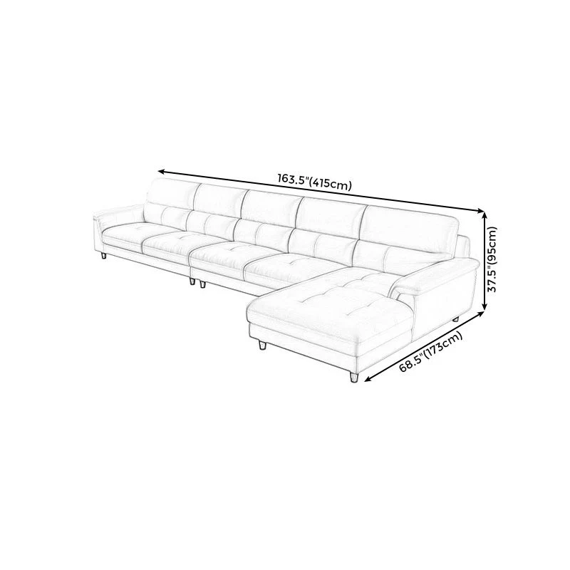 Divano moderno color crema con schienale alto e chaise longue componibile pelle con braccioli superiori Clearhalo