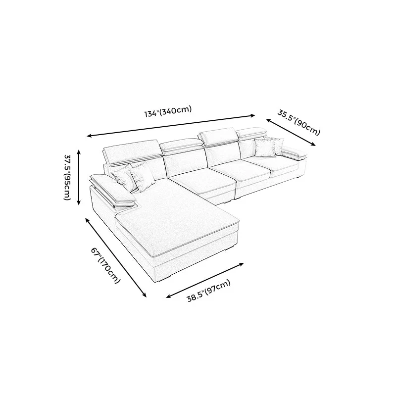Divano moderno componibile con braccioli con cuscino e forma L 4 posti per soggiorno Clearhalo