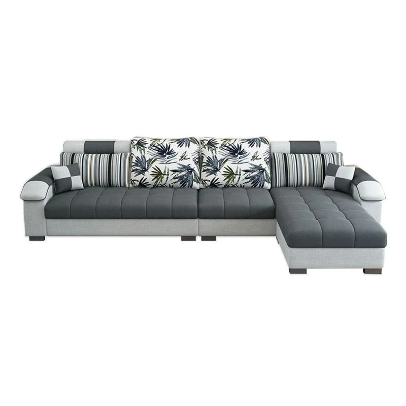 Divano moderno componibile con braccioli quadrati da 80 cm di altezza, con schienale alto e contenitore Clearhalo