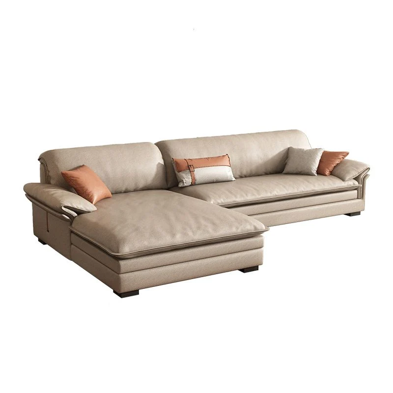 Divano moderno con braccioli pillow top da 29,5" ecopelle e chaise longue Clearhalo