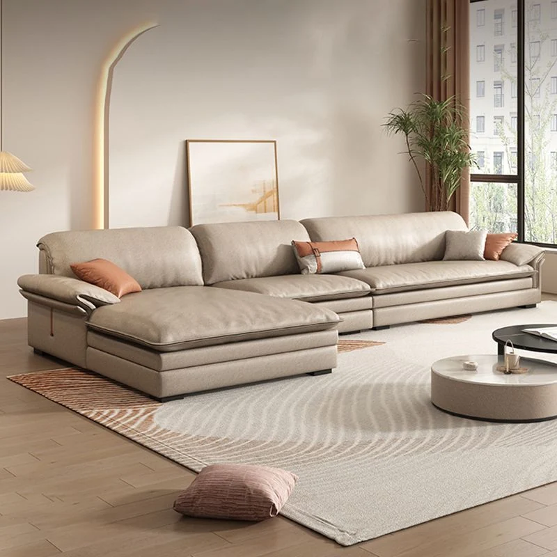 Divano moderno con braccioli pillow top da 29,5" ecopelle e chaise longue Clearhalo