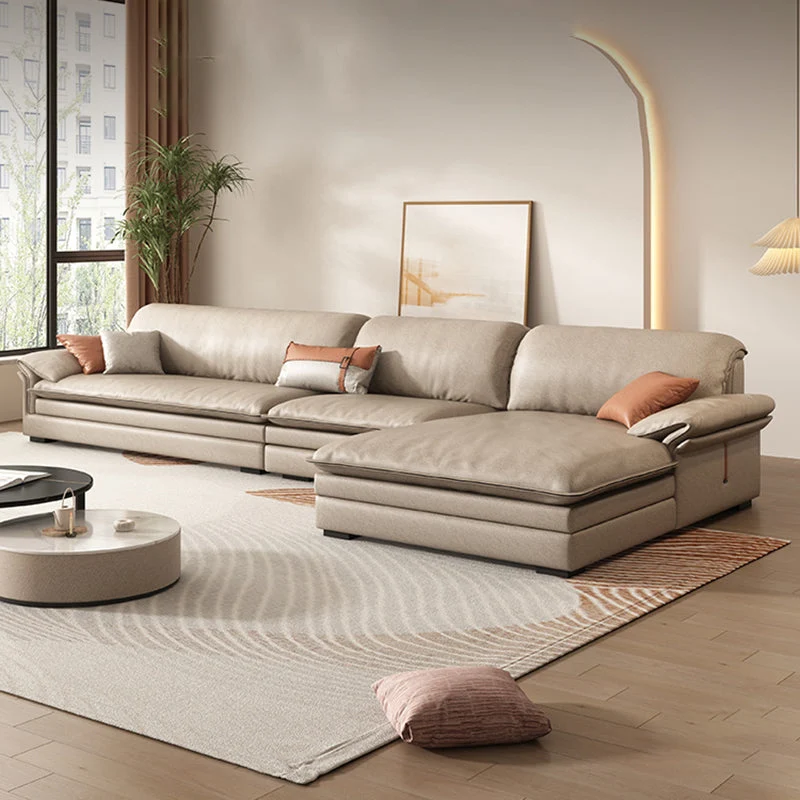 Divano moderno con braccioli pillow top da 29,5" ecopelle e chaise longue Clearhalo