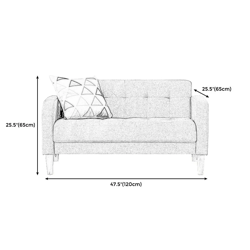 Divano moderno da 65" con braccioli quadrati capitonné misto cotone, soggiorno Clearhalo