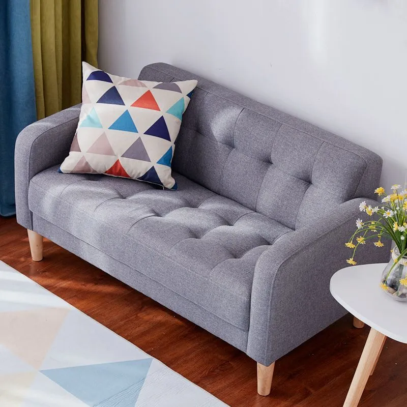 Divano moderno da 65" con braccioli quadrati capitonné misto cotone, soggiorno Clearhalo