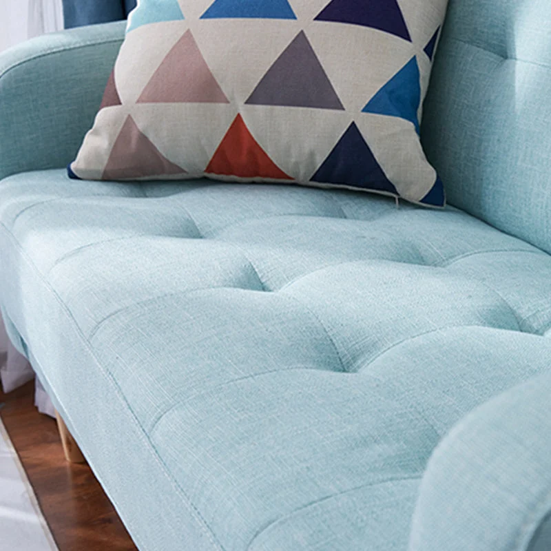 Divano moderno da 65" con braccioli quadrati capitonné misto cotone, soggiorno Clearhalo