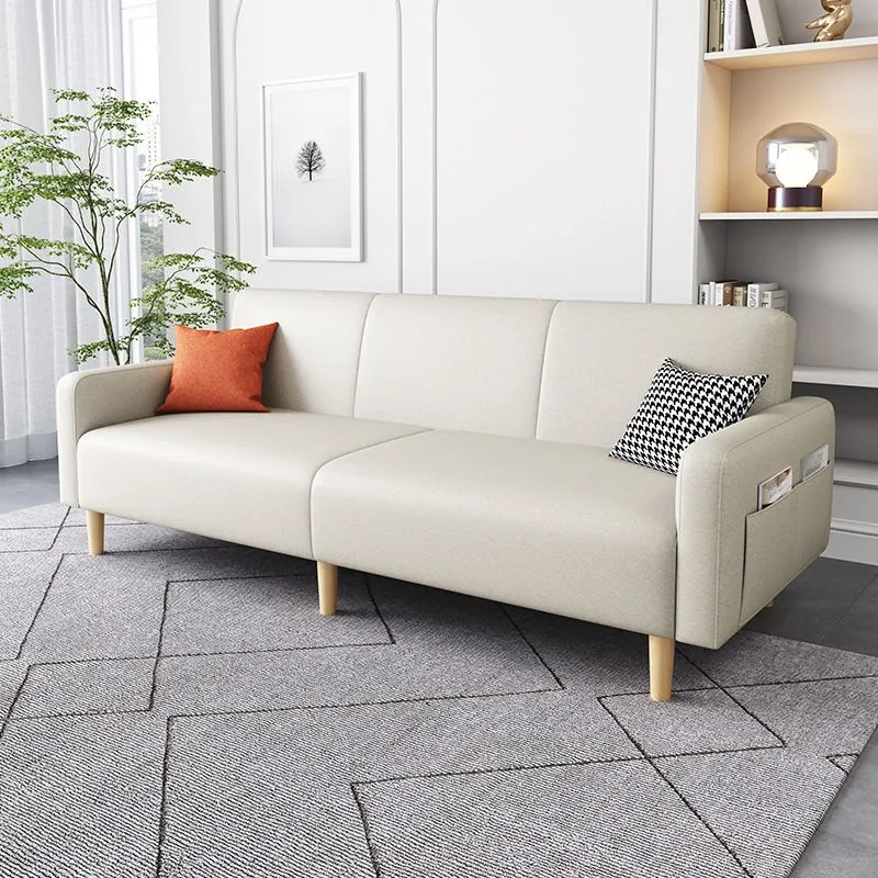 Divano moderno con braccioli quadrati Divano ecopelle/lino Clearhalo