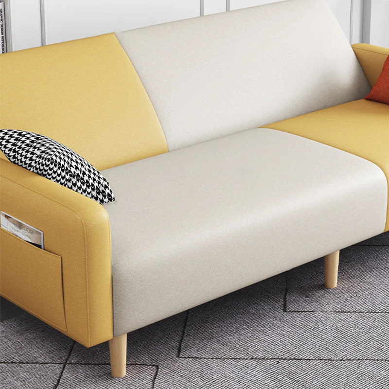 Divano moderno con braccioli quadrati Divano ecopelle/lino Clearhalo