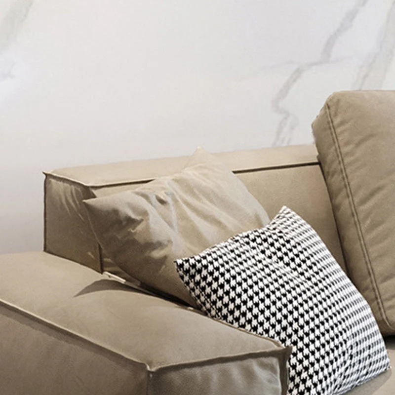 Divano moderno con braccioli quadrati Divano pelle resistente all'acqua con cuscini Clearhalo