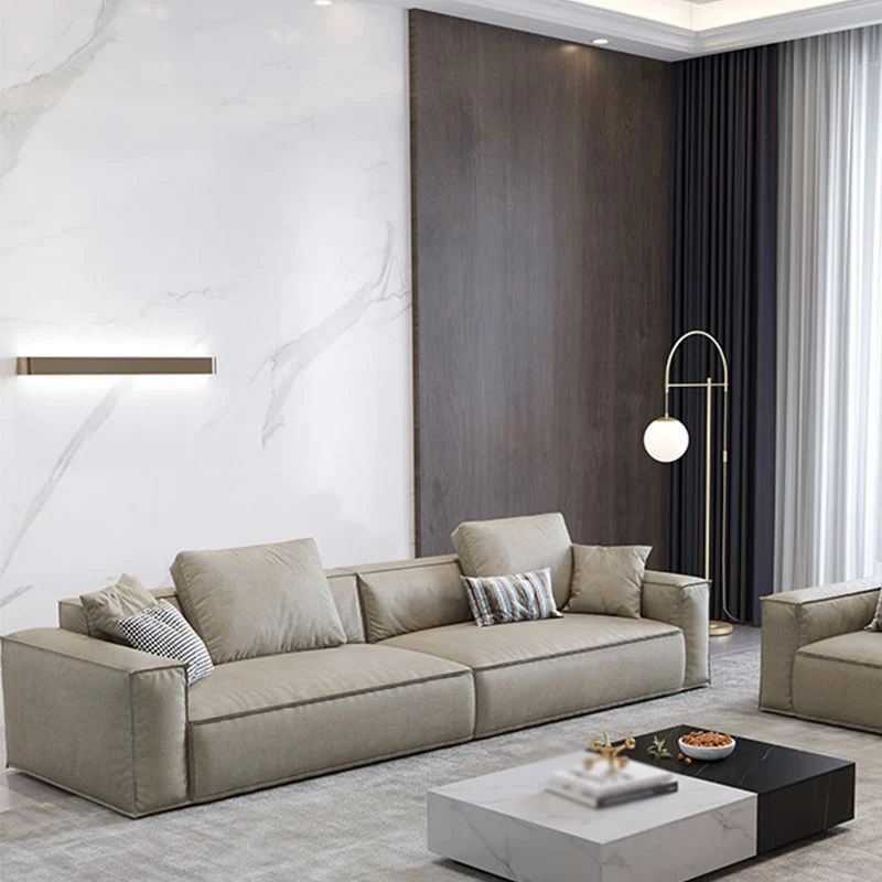 Divano moderno con braccioli quadrati Divano pelle resistente all'acqua con cuscini Clearhalo