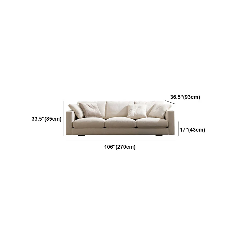 Divano moderno con braccioli quadrati misto pelle/cotone standard moderno Clearhalo