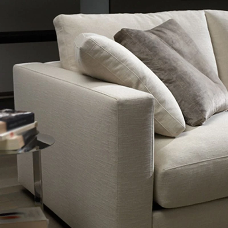 Divano moderno con braccioli quadrati misto pelle/cotone standard moderno Clearhalo