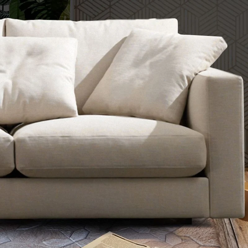 Divano moderno con braccioli quadrati misto pelle/cotone standard moderno Clearhalo