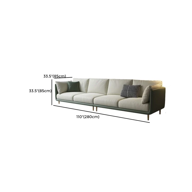 Divano moderno con braccioli quadrati resistente alle macchie ecopelle verde e bianco Clearhalo
