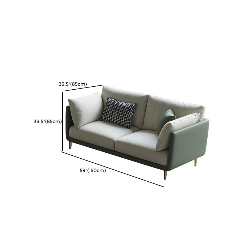 Divano moderno con braccioli quadrati resistente alle macchie ecopelle verde e bianco Clearhalo