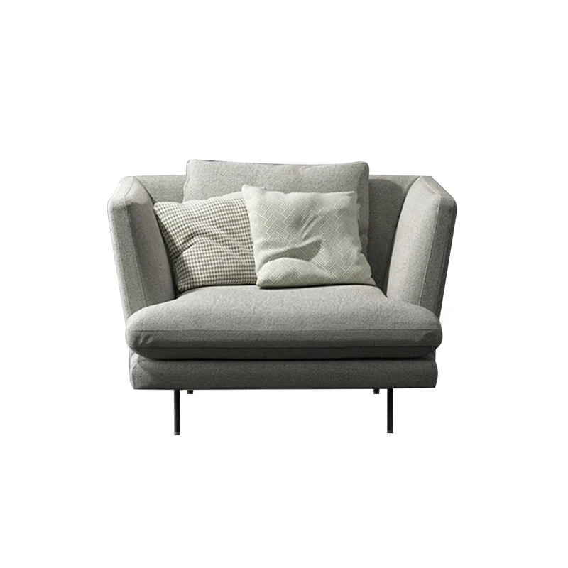 Divano moderno con braccioli quadrati standard con posti sedere superiori e cuscini grigio chiaro moderni Clearhalo