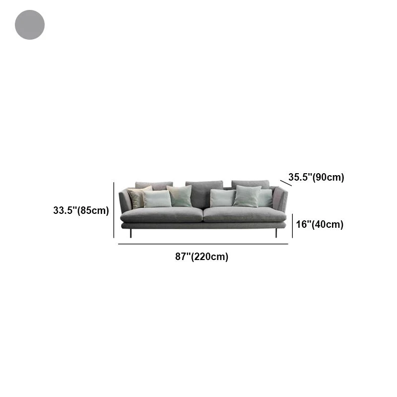 Divano moderno con braccioli quadrati standard con posti sedere superiori e cuscini grigio chiaro moderni Clearhalo