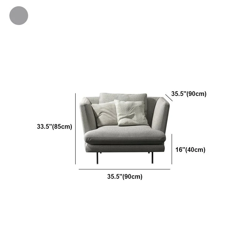 Divano moderno con braccioli quadrati standard con posti sedere superiori e cuscini grigio chiaro moderni Clearhalo